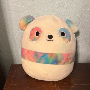 Squishmallows Cream Panda Plush with Rainbow Details